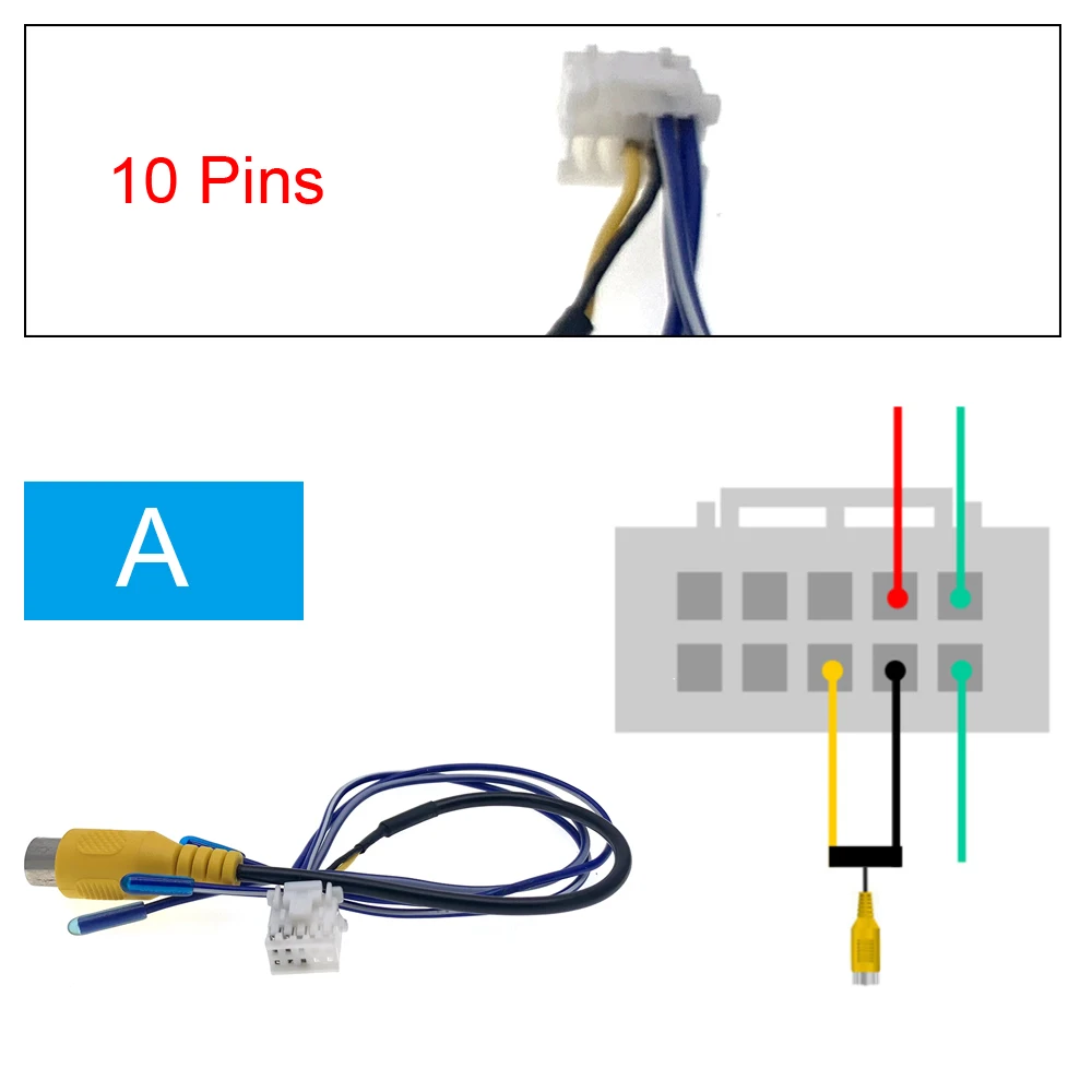 Universal 10 Pin Car Radio RCA Rear View Camera Video Input Wifi Cable Adapter Wiring Connector Android Multimedia DVD