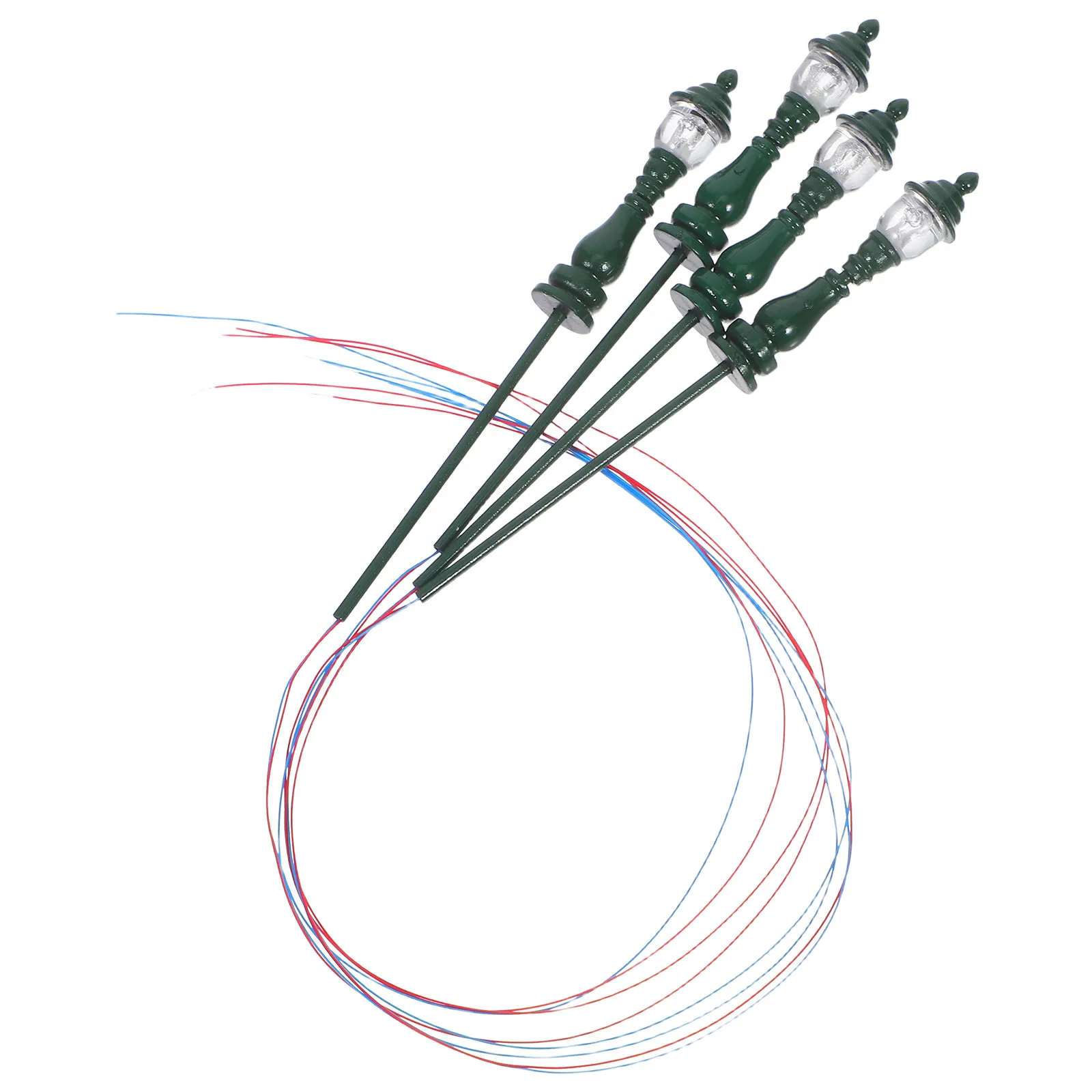 

4Pcs Mini Yard Lamp Simulated Street Light Props Stable Base Micro Landscape Curtain Decorative Miniature Garden