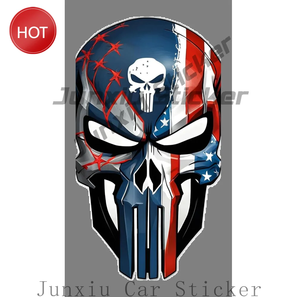 2 Pack Patriotic Skull PVC Vinyl Sticker For Car Window Laptop And Travel Luggage Personal Accessories Decoration Decal