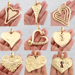 1 x Gold Color Large Bohemian Hollow Love Heart Charm Boho Pendant for DIY Necklace Jewelry Making Findings
