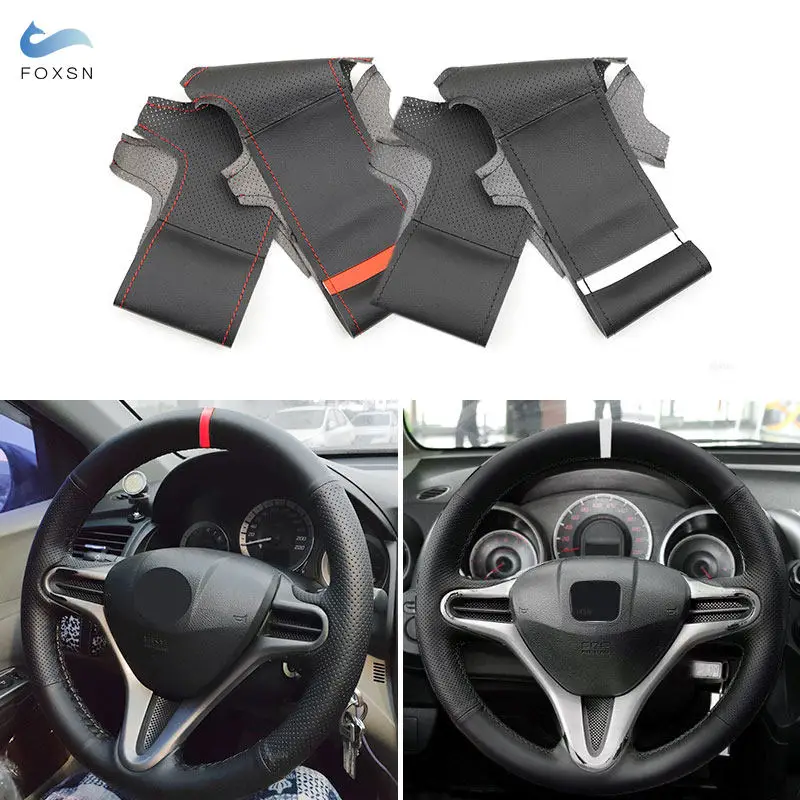 

Перфорированная кожаная накладка на руль ручного шитья для Honda Fit Jazz City 2009 2010 2011 2012 2013, Insight 2010-2014