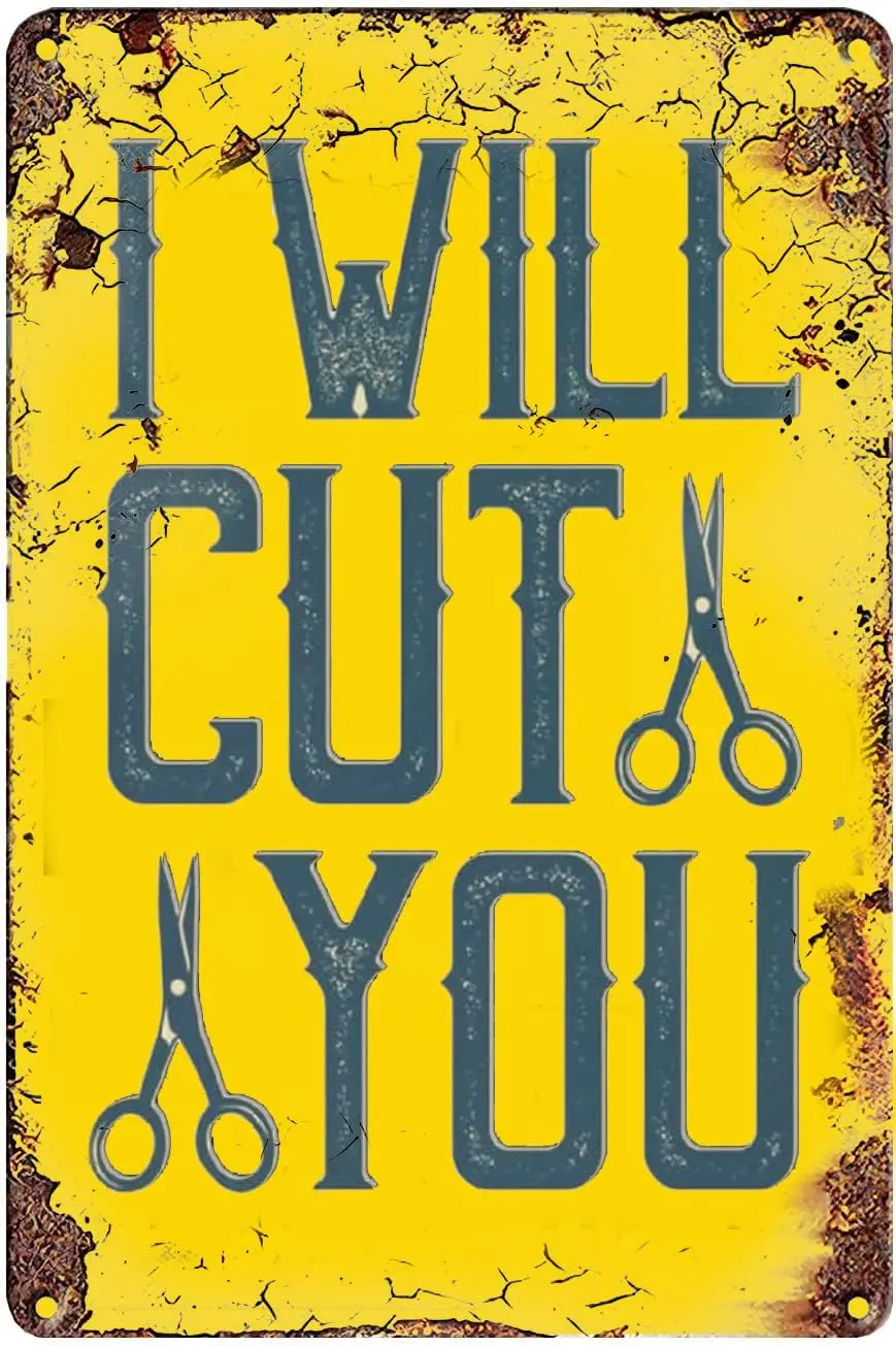 WZVZGZ Vintage Metal Tin Sign Barber Shop I Will Cut You Retro Metal Plaque Vintage Metal Pub Club Cafe bar Home Wall Art Decora