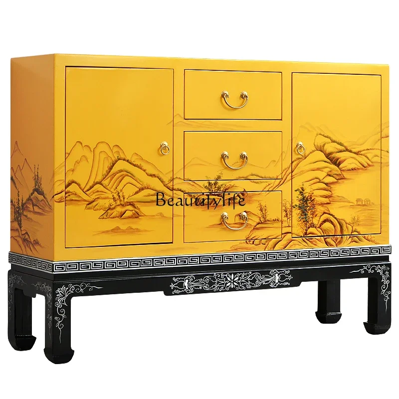 

New Chinese-style entrance entrance partition entrance door storage decorative cabinet hand-painted foyer cabinet