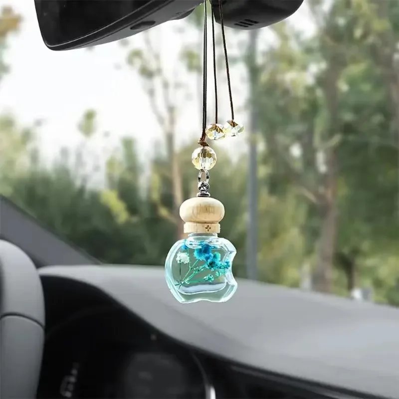 1PC Car Perfume Hanging Bottles, Dry Flowers Fragrance Bottle, Rechargeable Air Freshener Diffuser 5ML