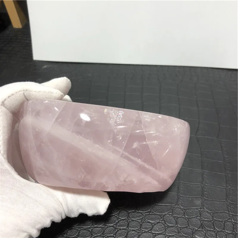 

Natural pink rose quartz stone bowl quartz crystal ashtray for home decoration gift