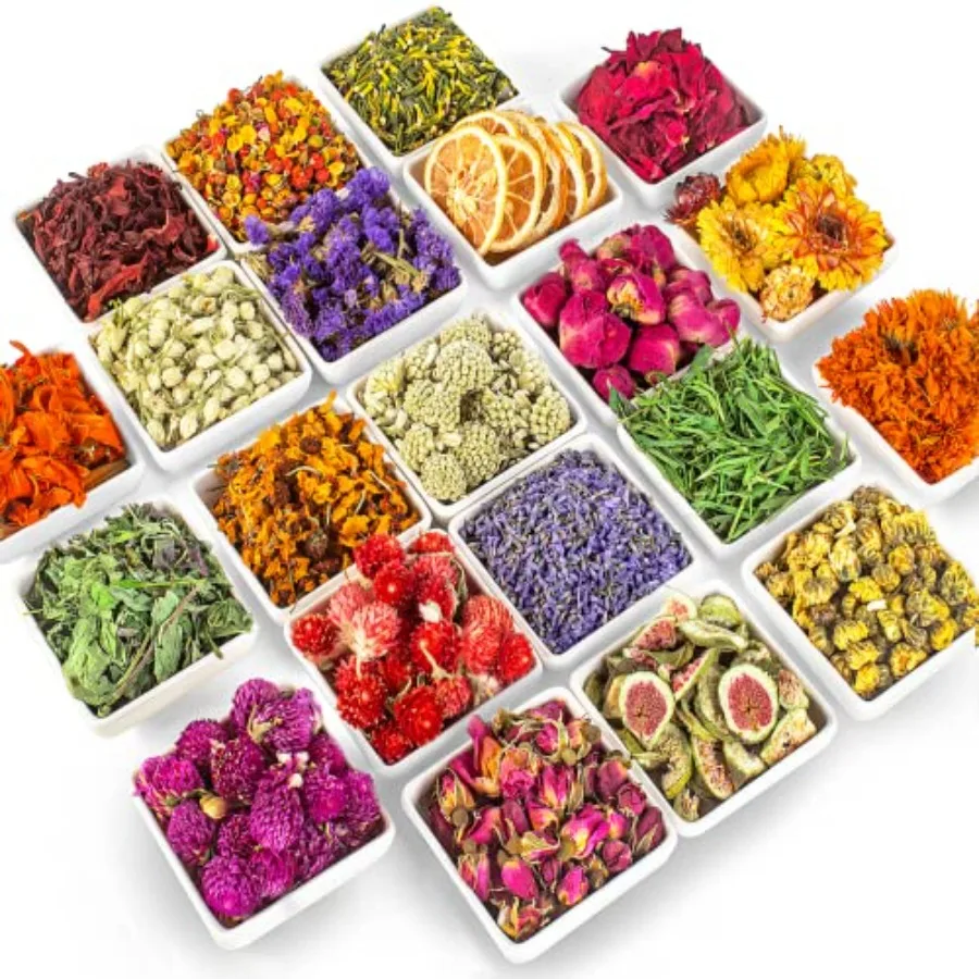 Latest] Pack Dried Flowers for Candle Making, 100% Natural Dried Herbs Kit for Soap Making, Bath, Resin Jewelry Making, Bulk Dr