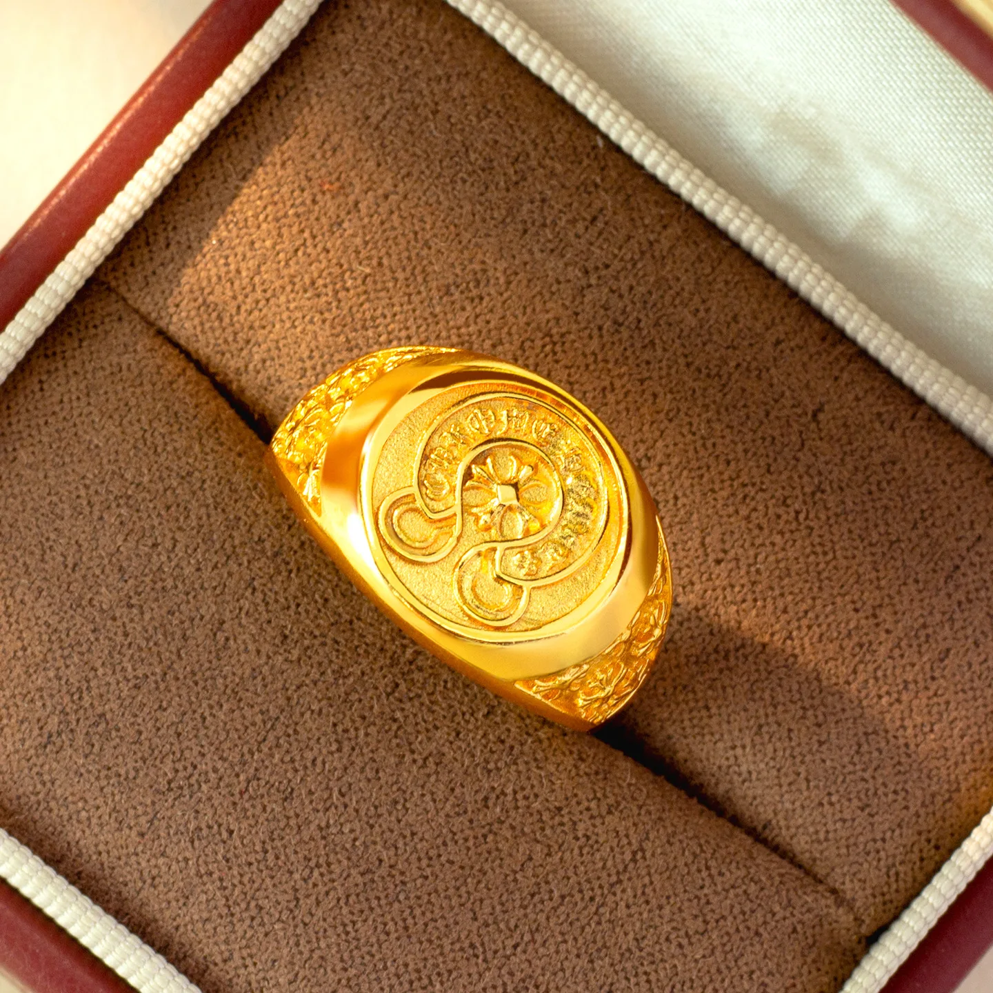 

Luxury 24K 9999 Pure Gold real gold Women's Oval Ring Opening Adjusting Ring