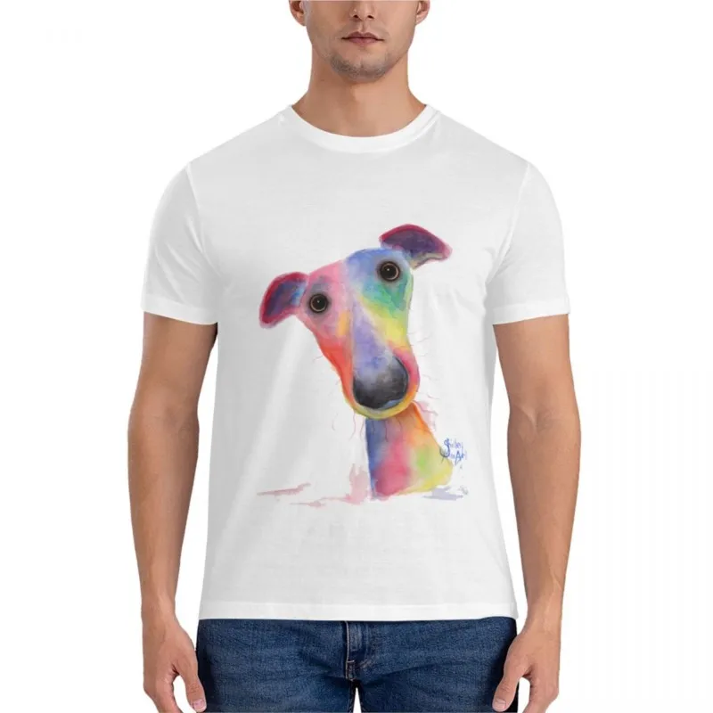 

summer fashion t-shirt men WHiPPeT GReYHouND DOG 'HANK' BY SHIRLEY MACARTHUR Fitted T-Shirt man clothes cute tops