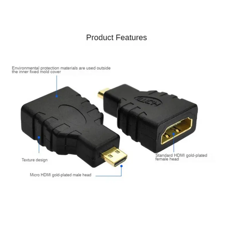 1 Uds. Adaptador genérico Micro HDMI-M a HDMI-F Compatible con Micro HDMI tipo D a HDMI adaptador de convertidores hembra para Microsoft