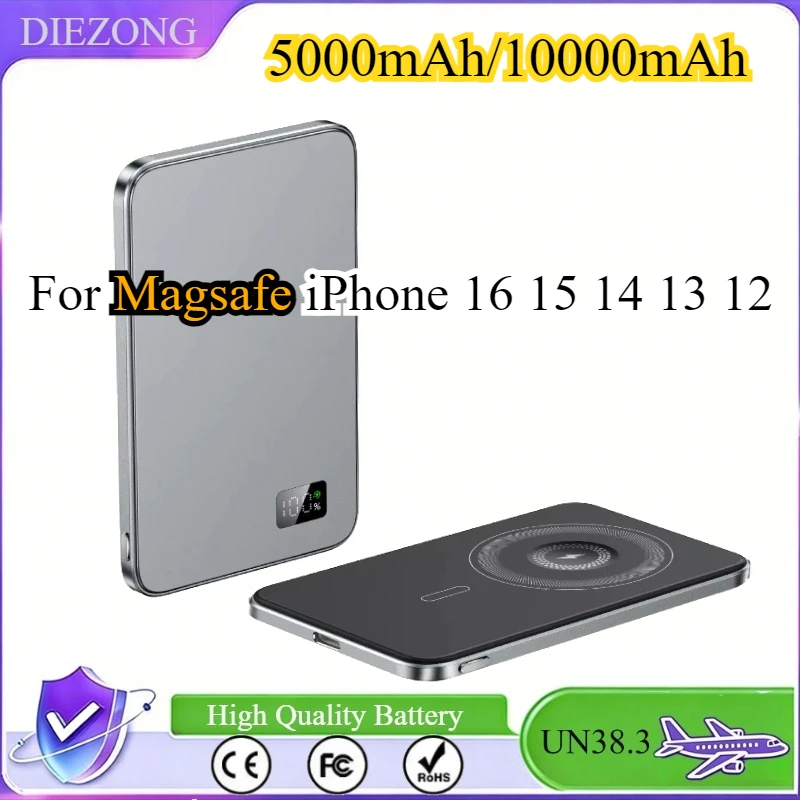 

10000mAh Ultra Thin Magnetic Wireless Powerbank for IPhone 16 15 14 13 12 External Backup Battery PD20W Fast Charging