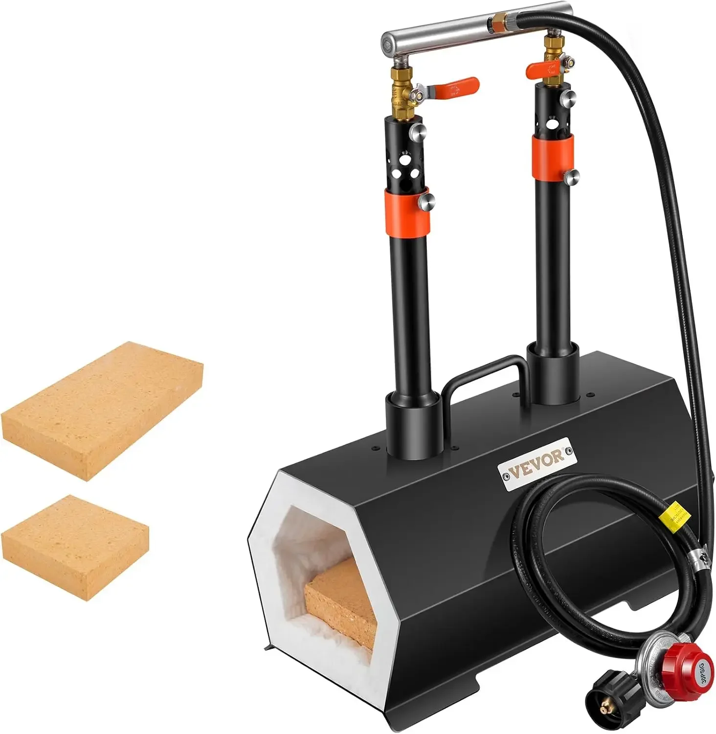 Portable 2 Burner Propane Forge, 2600°F Metal and Knife Blacksmithing Forges, Large Capacity Farrier Forging Tools and Equipment