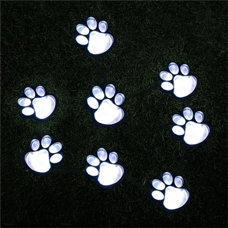 AB42-8Pcs Paws Print Solar Light, Outdoor Waterproof Light