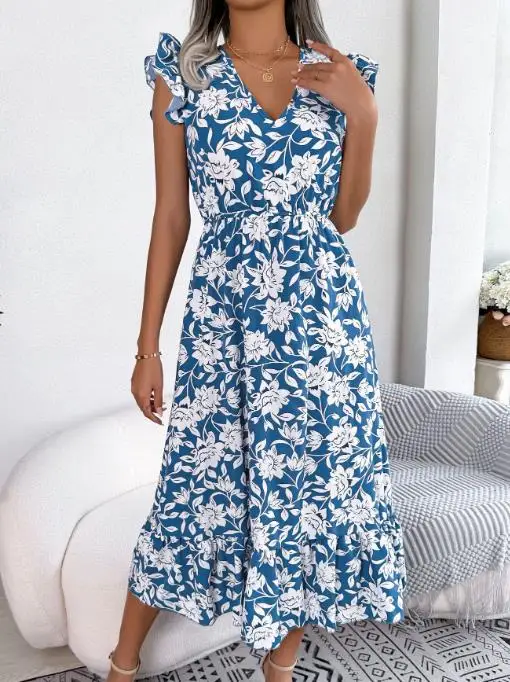 

2025 New Spring/summer Leisure Mushroom Edge Bouquet Waist Skirt Holiday Skirt