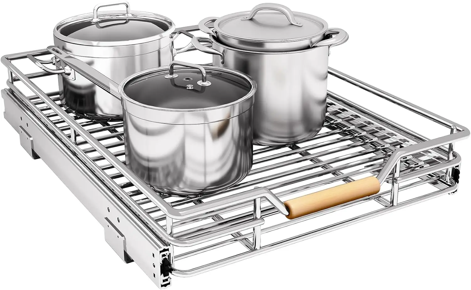 

Heavy Duty Pull Out Cabinet Organizer, 15"W X 21"D, Smooth Sliding Under Cabinet Shelves for Pots and Pans