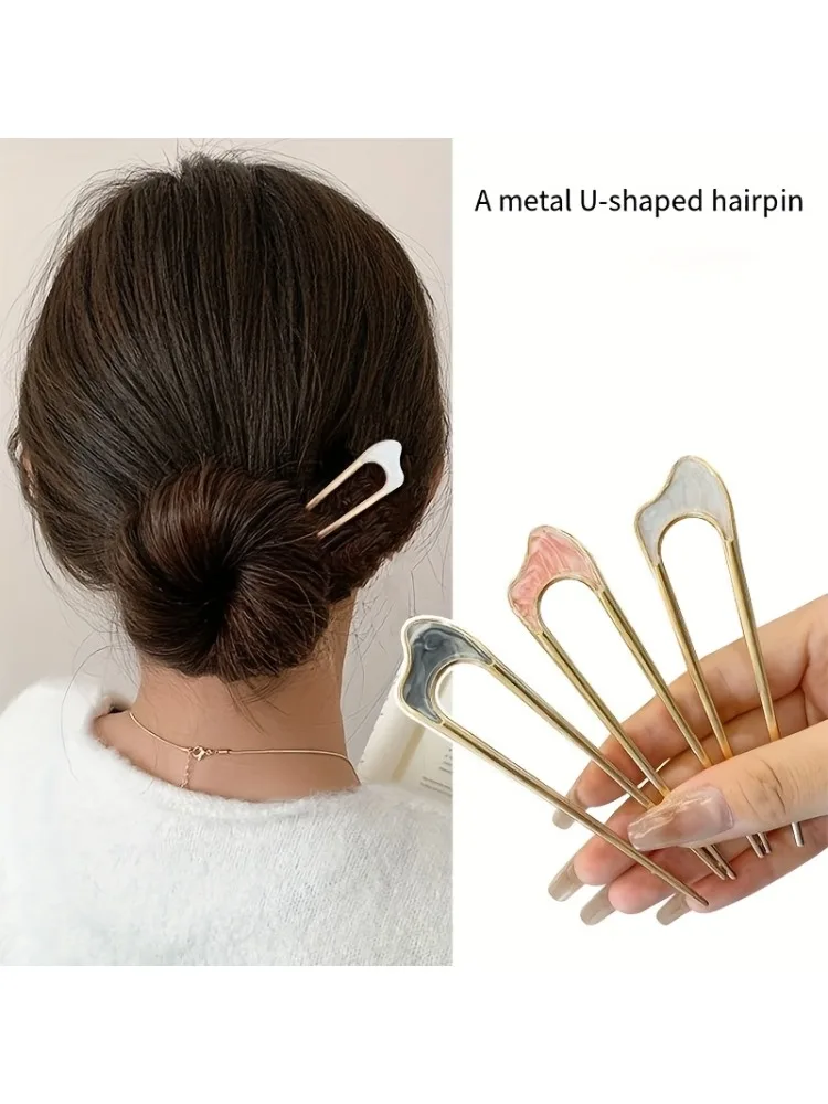 Fourchettes à cheveux en forme de U de Style français, 3 pièces, épingles à cheveux Vintage, chignon Updo, accessoires pour cheveux pour femmes