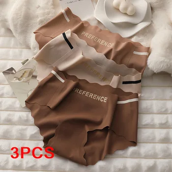 여성용 언더팬티, 아이스 실크, 여성용 팬티, 패션 속옷, 섹시한 스포츠, 흔적 없는 란제리, 삼각형, 세트 당 3 개 