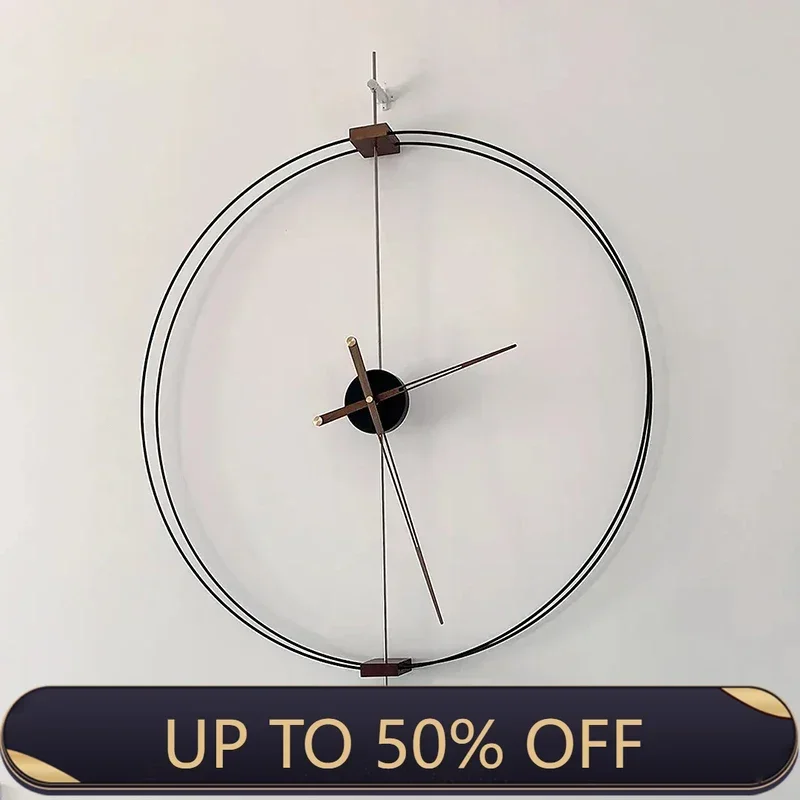 Spanish Minimalist Wall Clock Creative Luxury Living Room Art Clocks Solid Wood Pointer Large Wall Clock Silent Movement Clocks