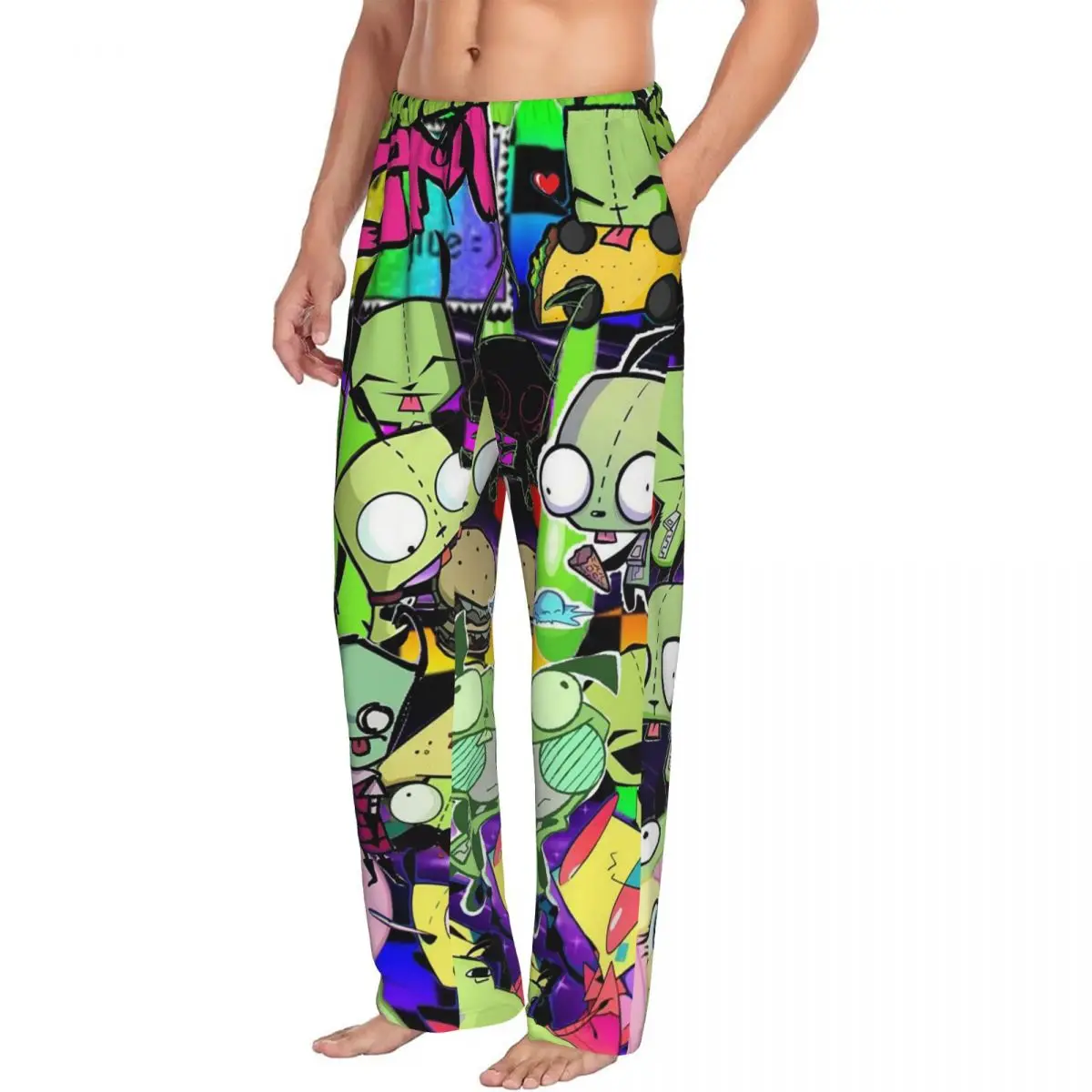 

Пользовательские Invaders Zims аниме мультфильм инопланетянин мужские пижамные штаны для отдыха одежда для сна низ с карманами