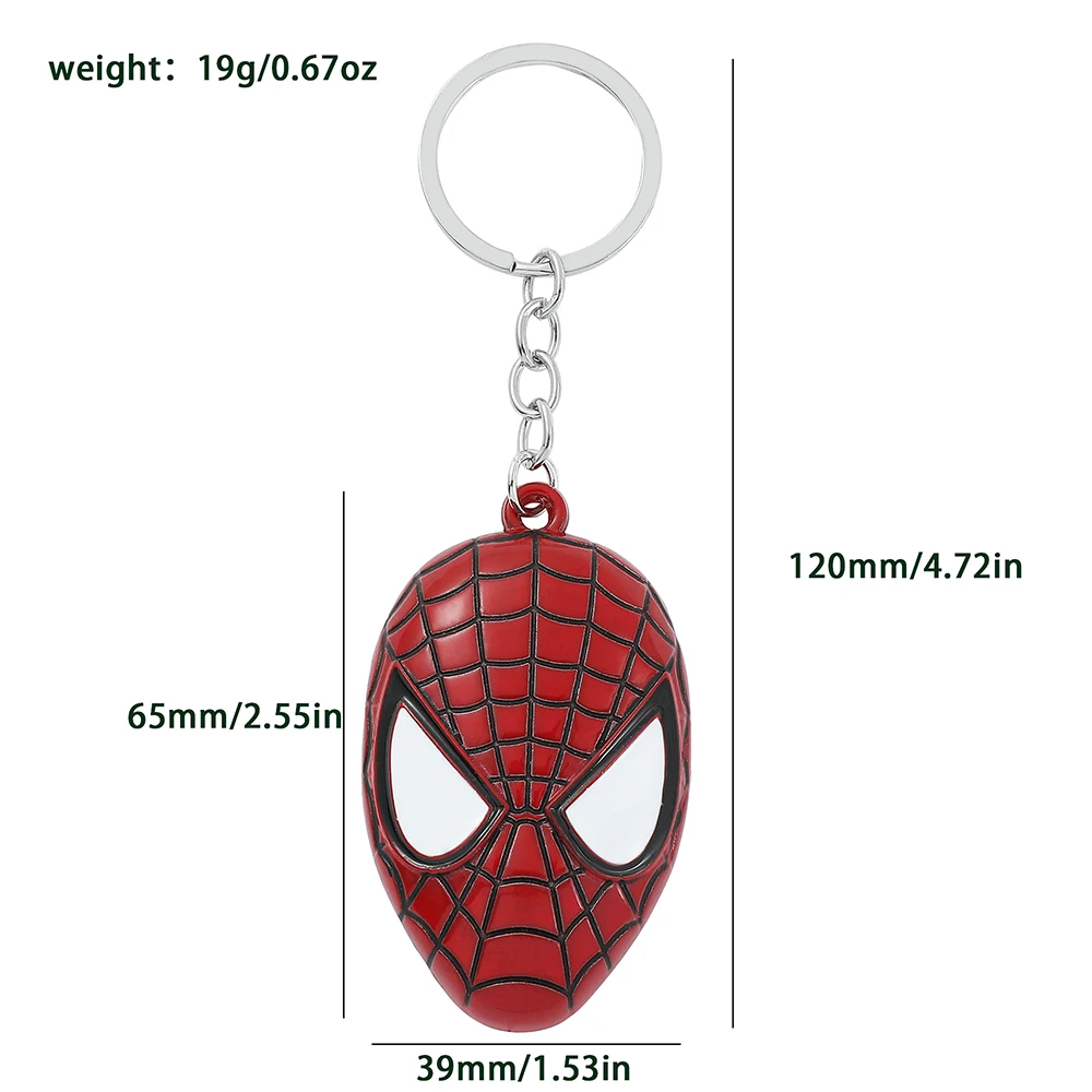 Marvel Keychain Superhero Spiderman Mask Pendant Keychain Fashion Accessories for Men Gifts view 5