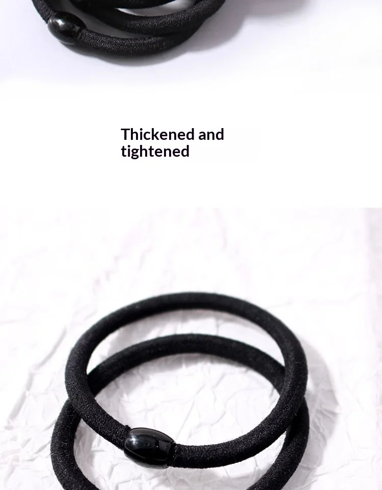 100/200 Stück Verstärkte Hochelastische Schwarze Haargummis für Damen, Stilvolle Einfache Haarbänder, Langlebige Haarbänder für Erwachsene – Detail 9