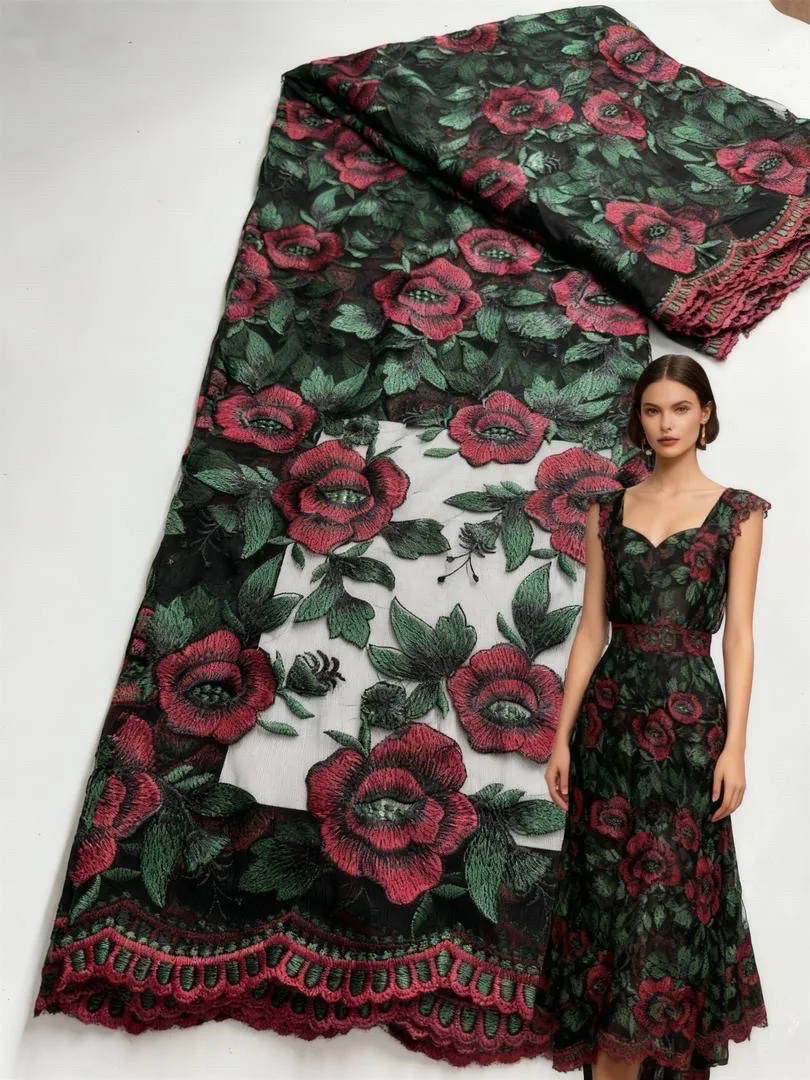 

African French Soft Mesh Lace Fabric 2025 High Quality Embroidery Nigerian Tulle Lace Fabric For Women Wedding Party Dresses Sew