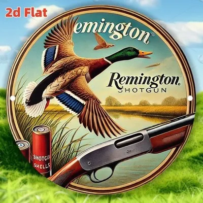 Vintage Remington Shotgun Ad Tin Metal Sign Aluminum Wall Decor 8x8