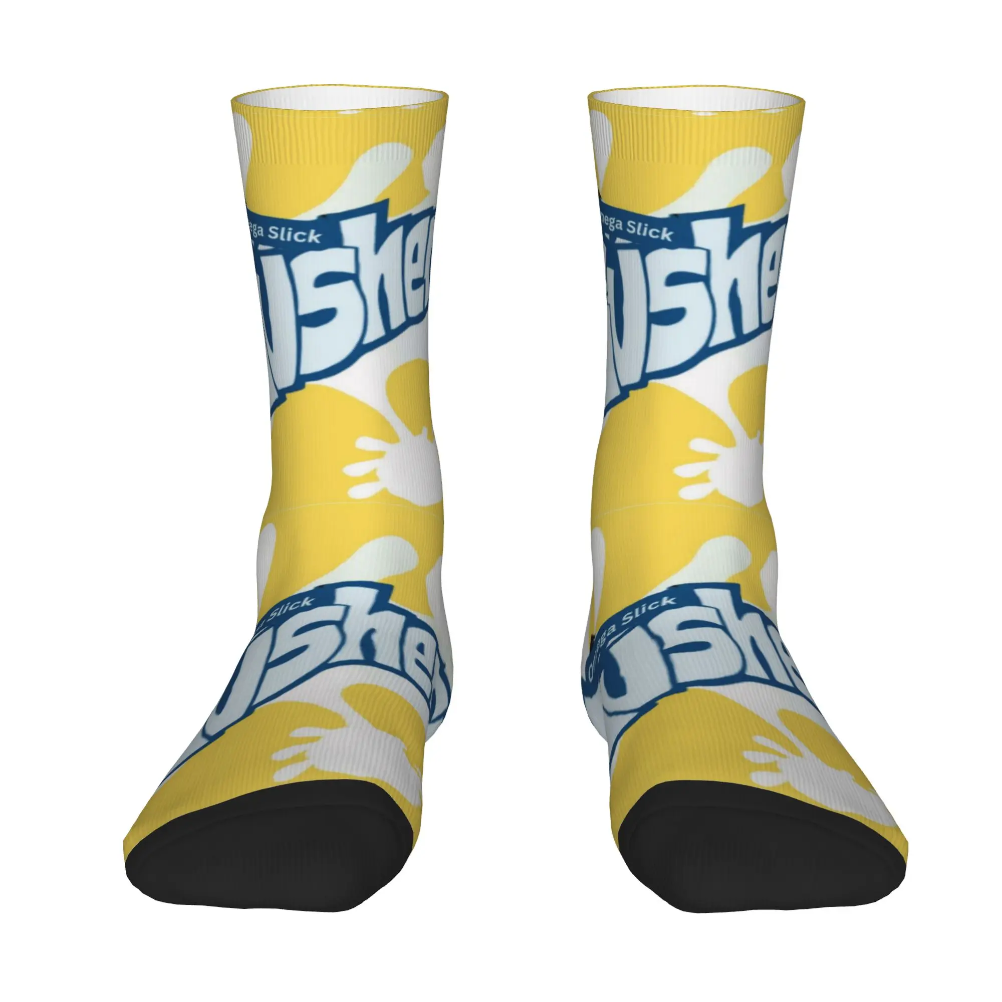 1 Pair Funny Sock Gushers Yellow (2) Vintage Seamless Pattern Printed Men Crew Socks Novelty Men's Socks