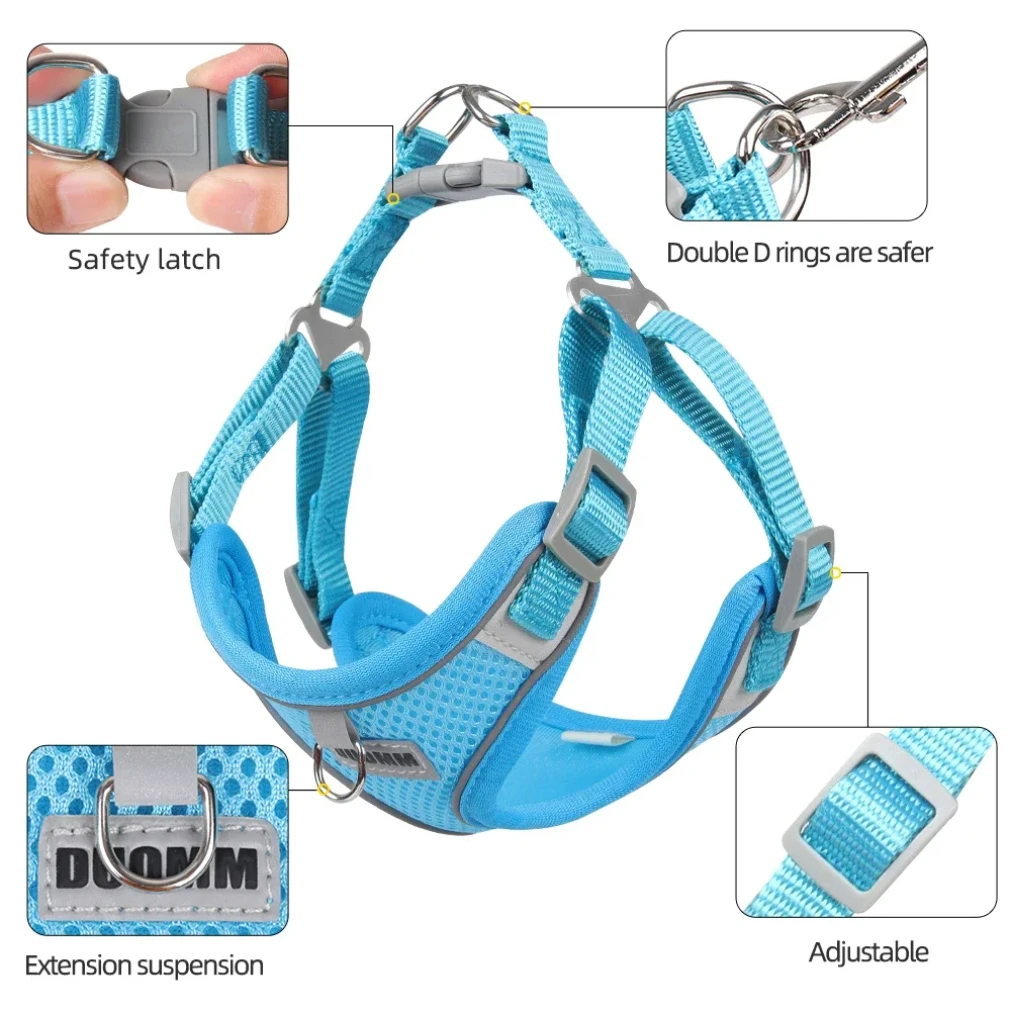 Dog Harness Leash Set For Small Medium Dog Cat Chest Strap Reflective Dog Clothes Vest Set Chihuahua Outdoor Walking Pet Supplie_voghion.com
