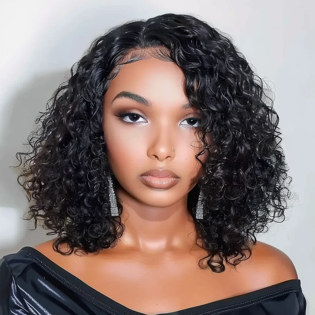 

Trueme Wear To Go Short Curly Bob Wig Human Hair Wigs For Women Ombre Brown Glueless Brazilian Water Wave Human Hair Lace Wig