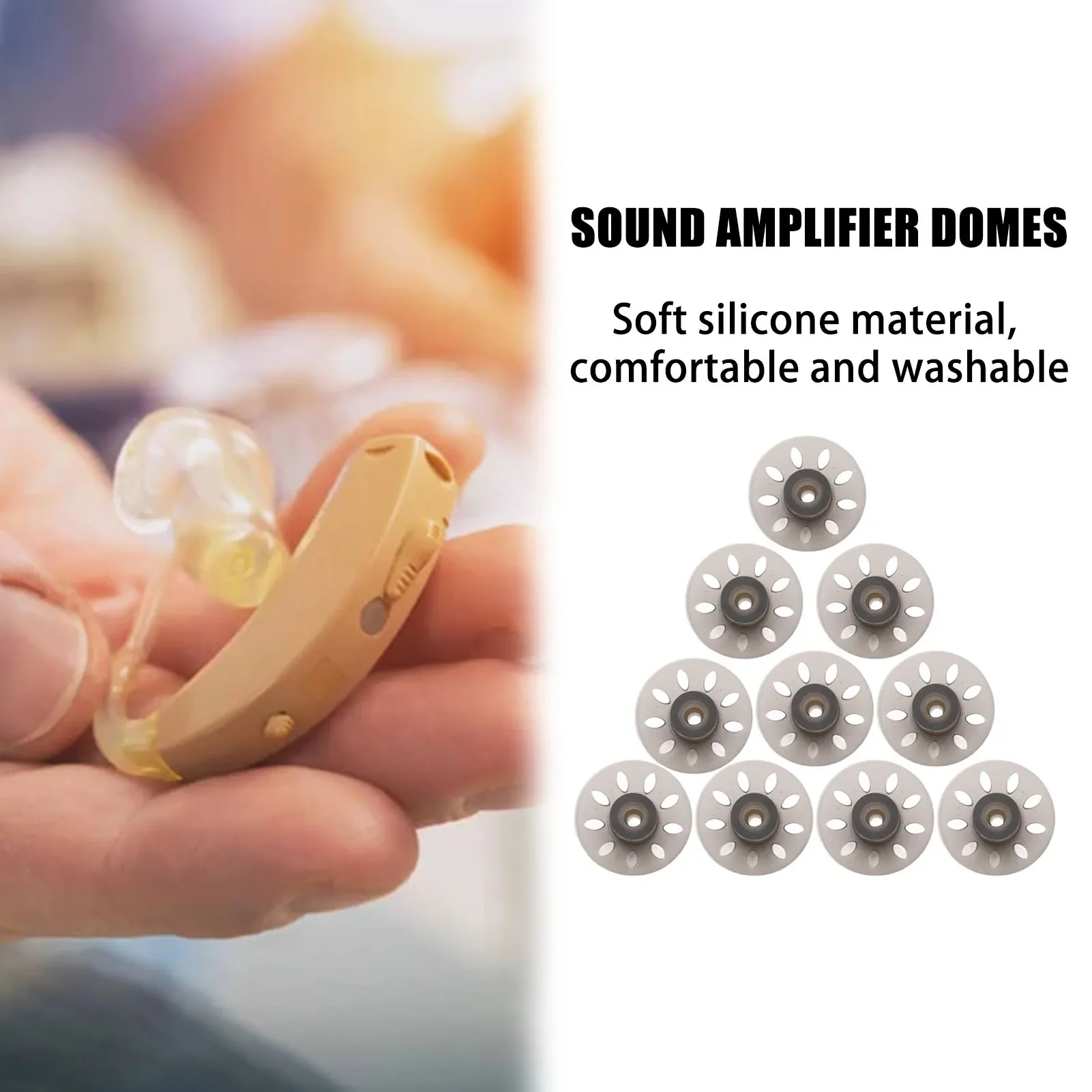 10pcs/Set Hearing Device Domes Sound Amplifier Small Open Black Silicone Ear Tips Accessories for Phonak Sound Aid Domes