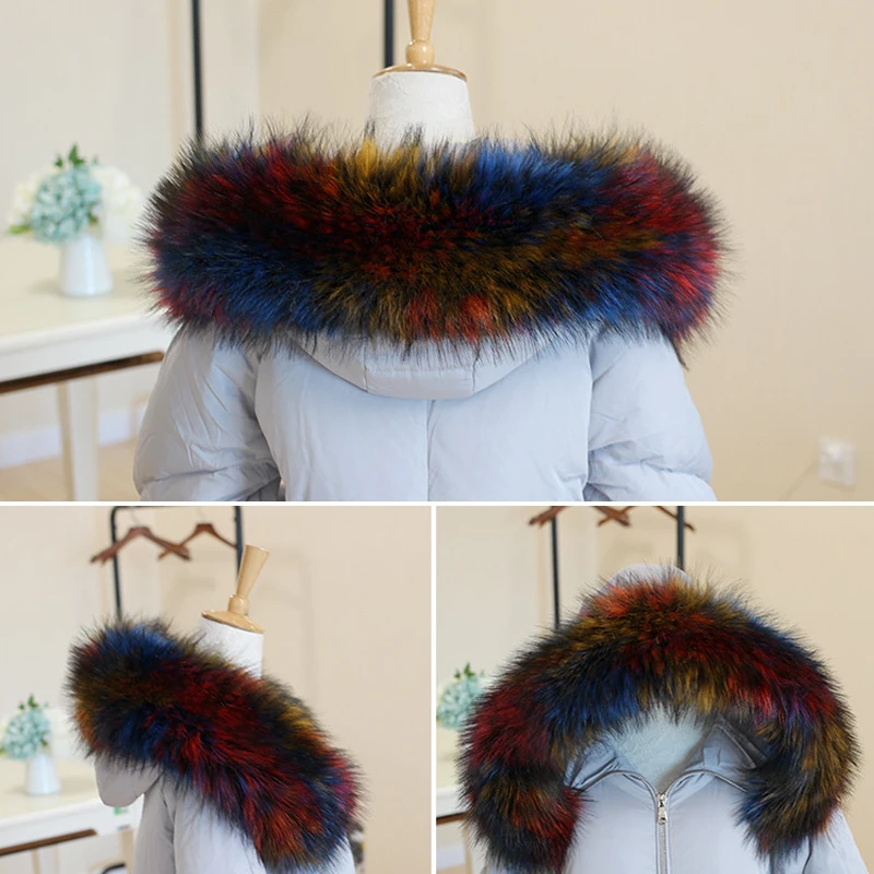 Faux Fur Collar For Women Men Winter Warm Fur Scarf Fluffy Fake Coat Fur Collar Down Jackets Hood Fur Decor Shawl Accessories