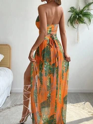 Maiô de 3 partes com cópia cruzada para as mulheres, biquíni sexy, top halter, encobrir-se, vestido de praia, maiô, roupas de verão, 2024