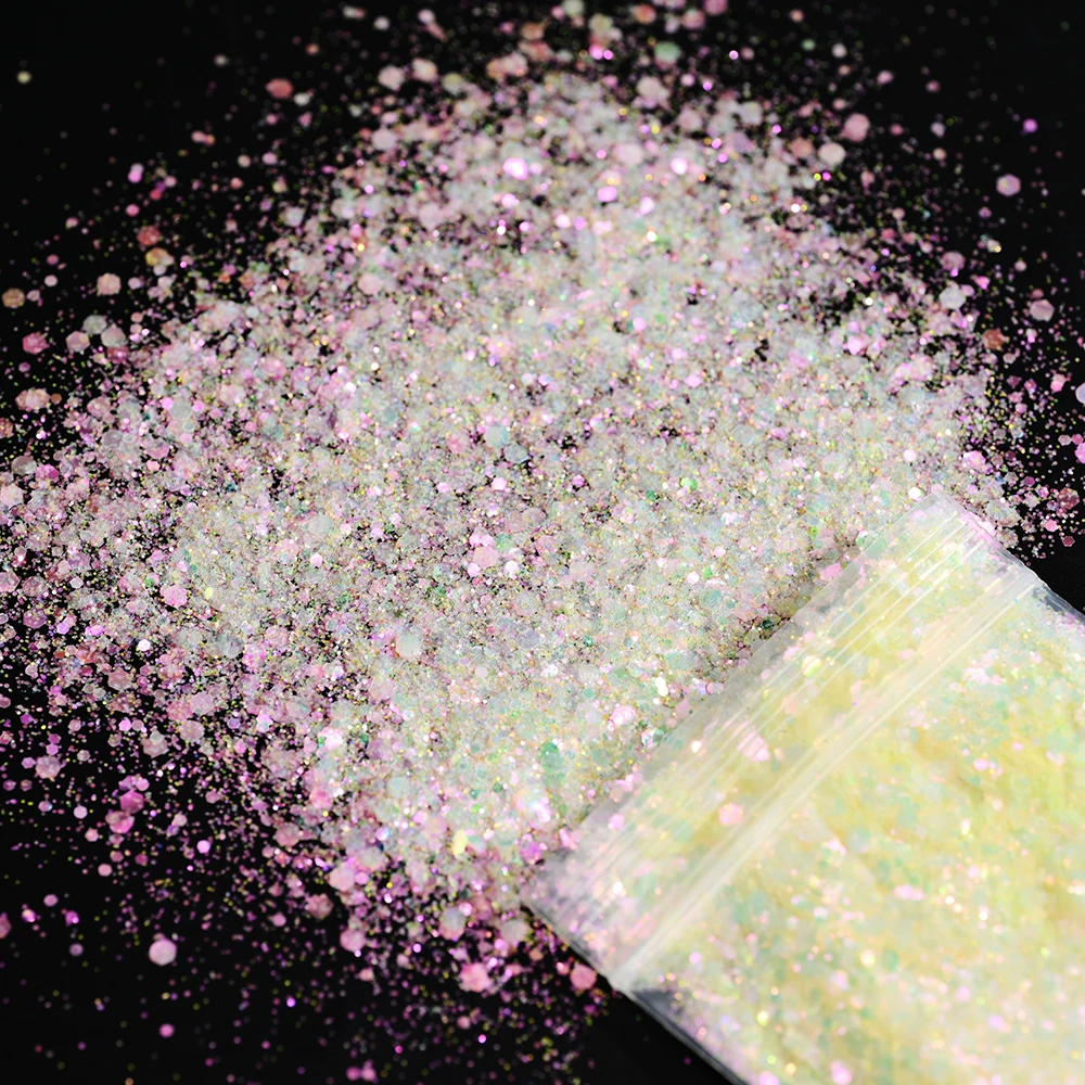 10g/Bag Holographic Hexagon Glitter Nail Tips Laser Sequin Powder Flakes Sparkly Nail Art Decoration Epoxy Resin Filling Glitter