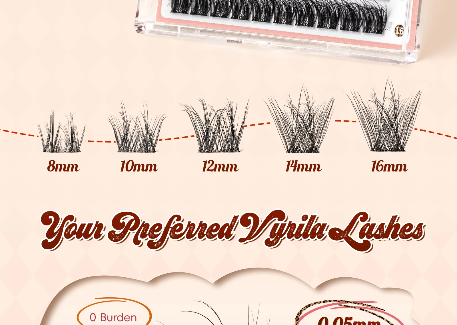 VYRILA Lashes Cluster D Curl DIY Lash Extension 3D Wispy Individual Lashes D Curl Eyelash Clusters 8-16mm Individual Lashes