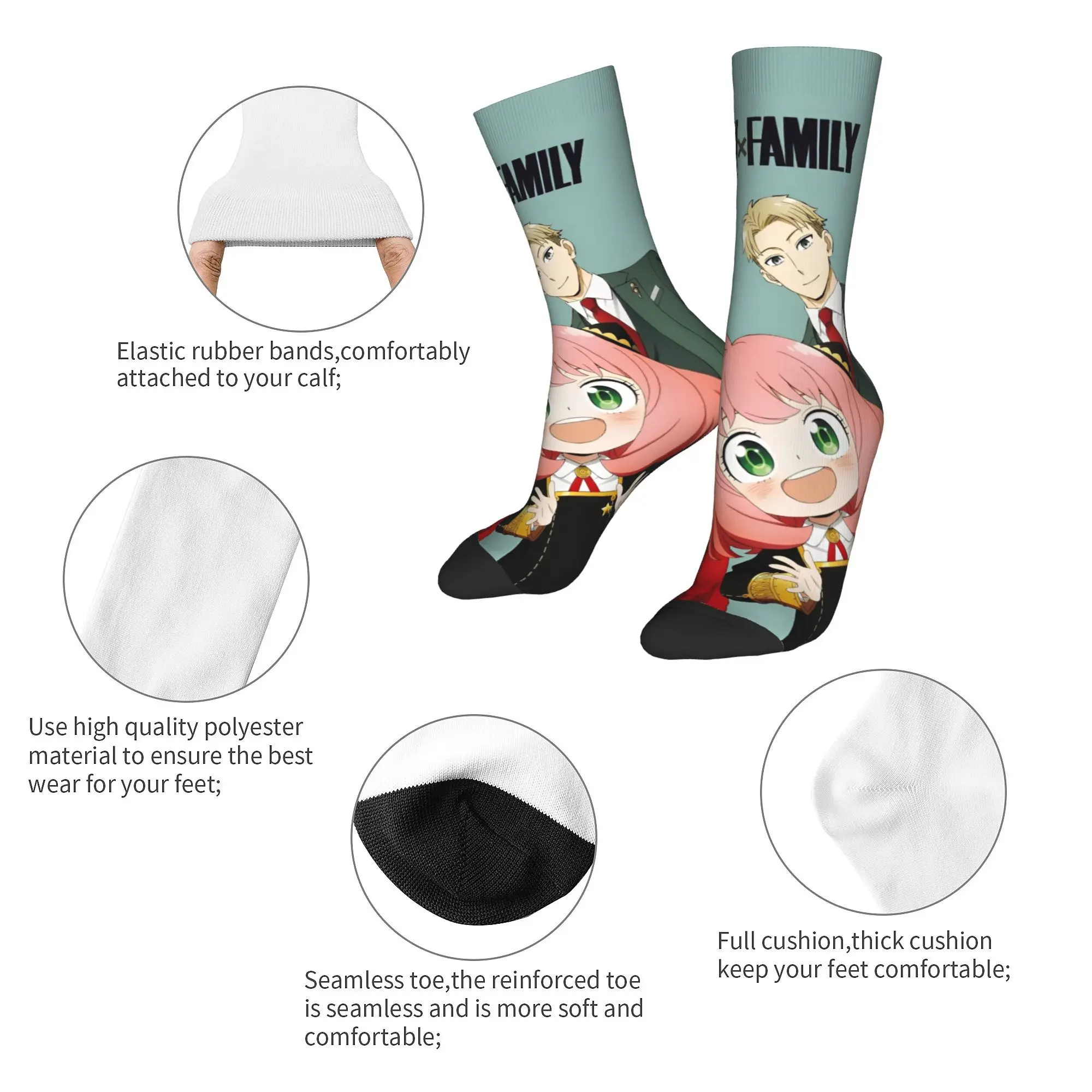 Spy x Family Anime Accessories Men Women Socks Cozy  Skateboard Crew Socks Warm Wonderful Gifts