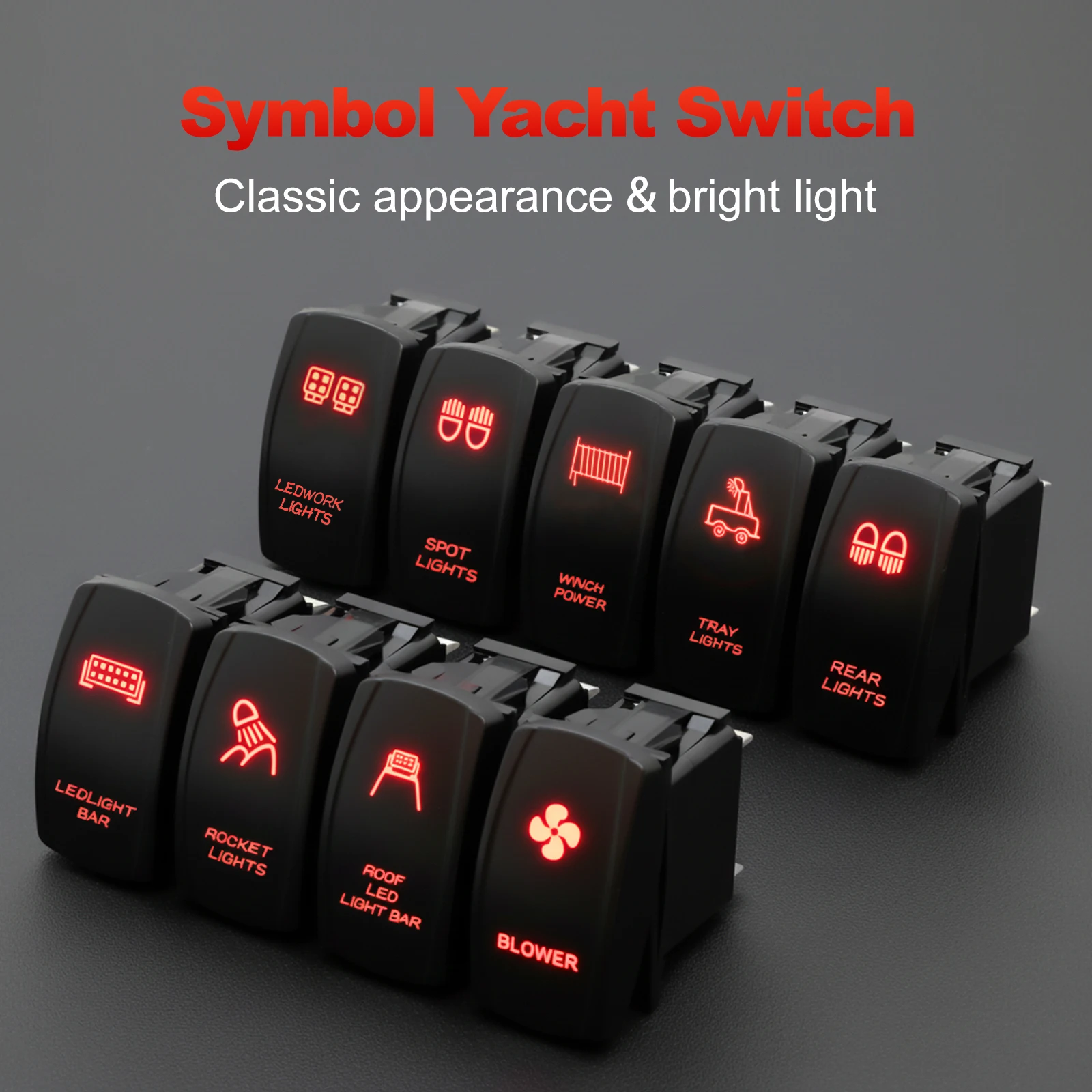 

FILN 12V 24V Truck SPST Switch Carling Waterproof 5Pin ON OFF Marine Switch Car Boat Rocker Switch WIth Dual LED Light Bar