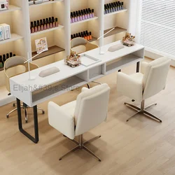 Table à Ongles Professionnelle en Bois Blanc et Noir pour Manucure et Maquillage, Meuble de Salon Moderne, MR50NT