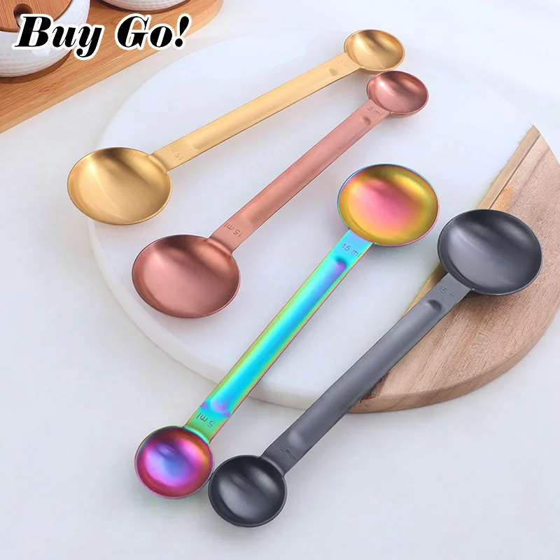 

1Pc 15ml+5ml Multipurpose Stainless Steel Double Head Measuring Spoon Coffee Powder Spice Measure Scoop Kitchen Baking Tools