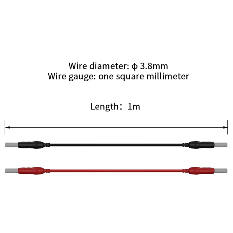 2Pcs 4MM Retractable Safety Banana Plug To Banana Plug 1M Nickel Plated Copper Banana Plug J.70019 Test Lead Red Black