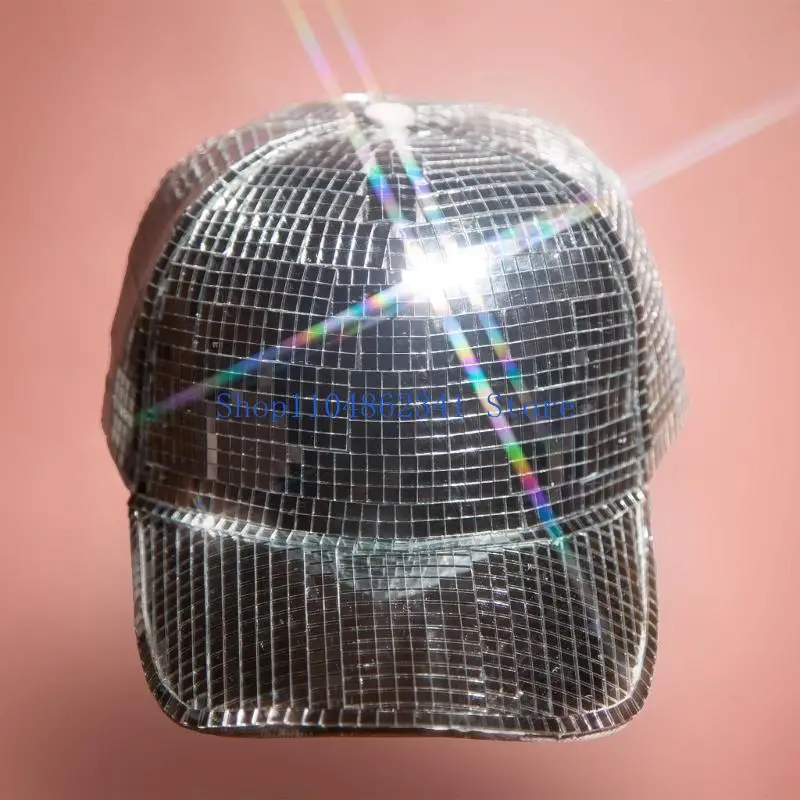 

5asd Зеркальная Кепка Dj-Hat для взрослых, унисекс, танцевальная шляпа, девичник, диско-шар, клубная шляпа
