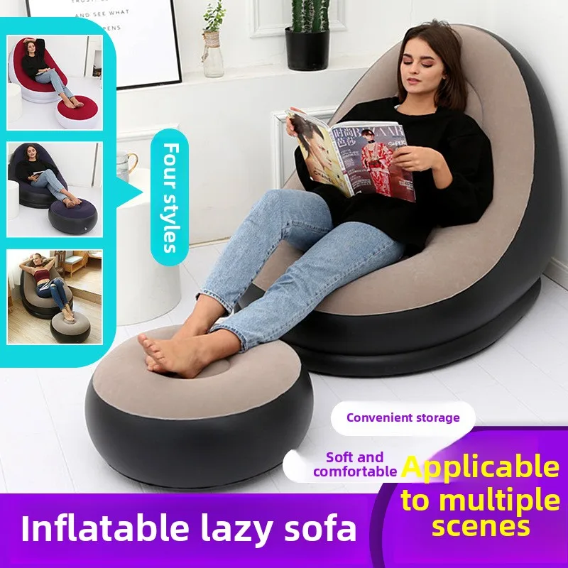 

Thickened Lazy Inflatable Sofa Foldable Recliner Outdoor Sofa with Pedal Combination Lazy Sofa