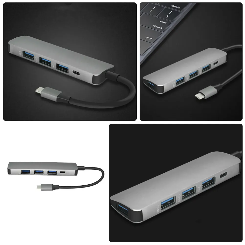 

4 Port USB Hub Lightweight Aluminum Alloy Design USB3 0 Interface Portable Data Transfer Adapter Multifunction Hub Splitter Easy