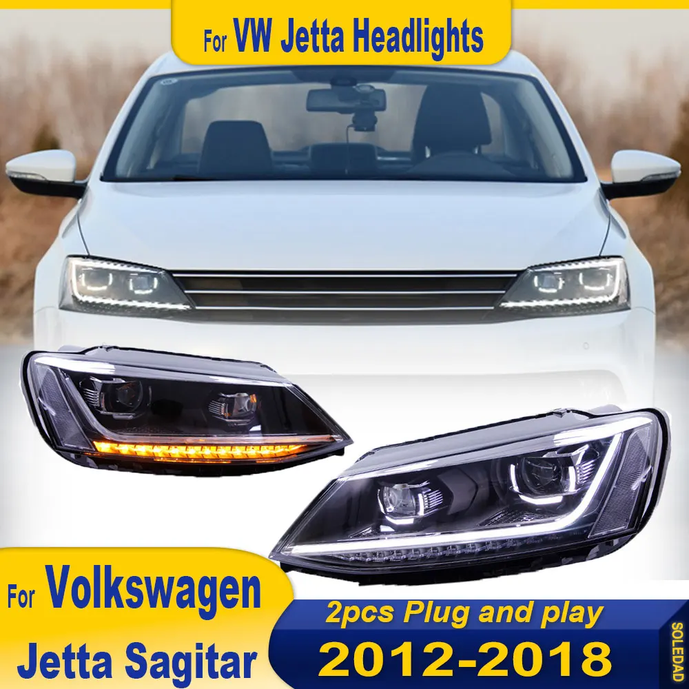 A pair Car Lights for VW Jetta MK6 Sagitar Headlight 2012 2013 2014 2015-2018 Jetta Head Lamp Drl Projector Lens Car Accessories