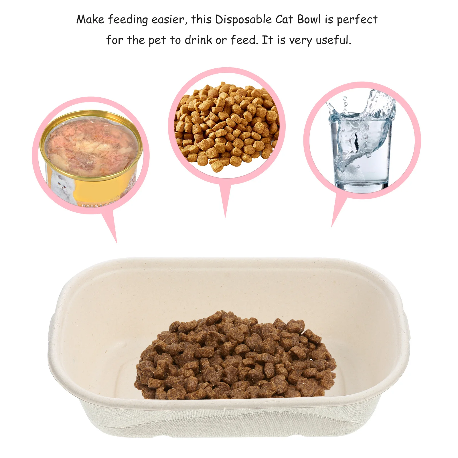 

Disposable Cat Bowl Water Food Integrated Design Smooth Surface For Feeding Travel Outdoor Use Pet Feeding Bowls Pets