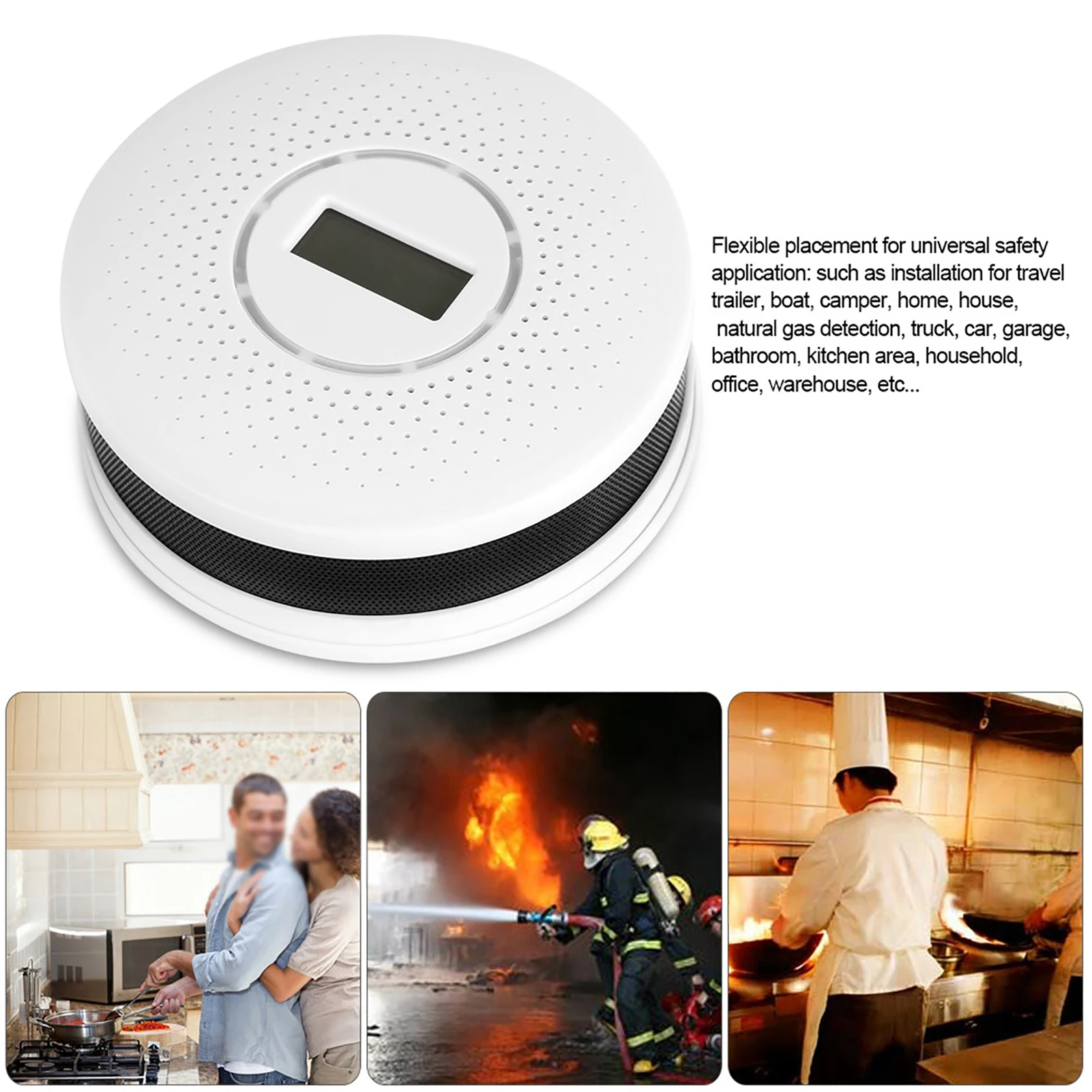 Koolmonoxide CO & Rook Combinatie Geluid Alarm Monitor Detector Sensor Koolmonoxide Detectie Alarm