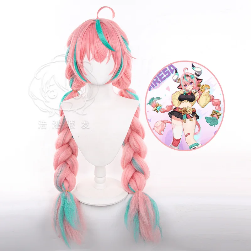 

Varesa Cosplay Wigs Genshin Impact Game Costume Accessories Halloween Party Dress Up Hairpiece Unisex Pink Blue Highlighted Wigs
