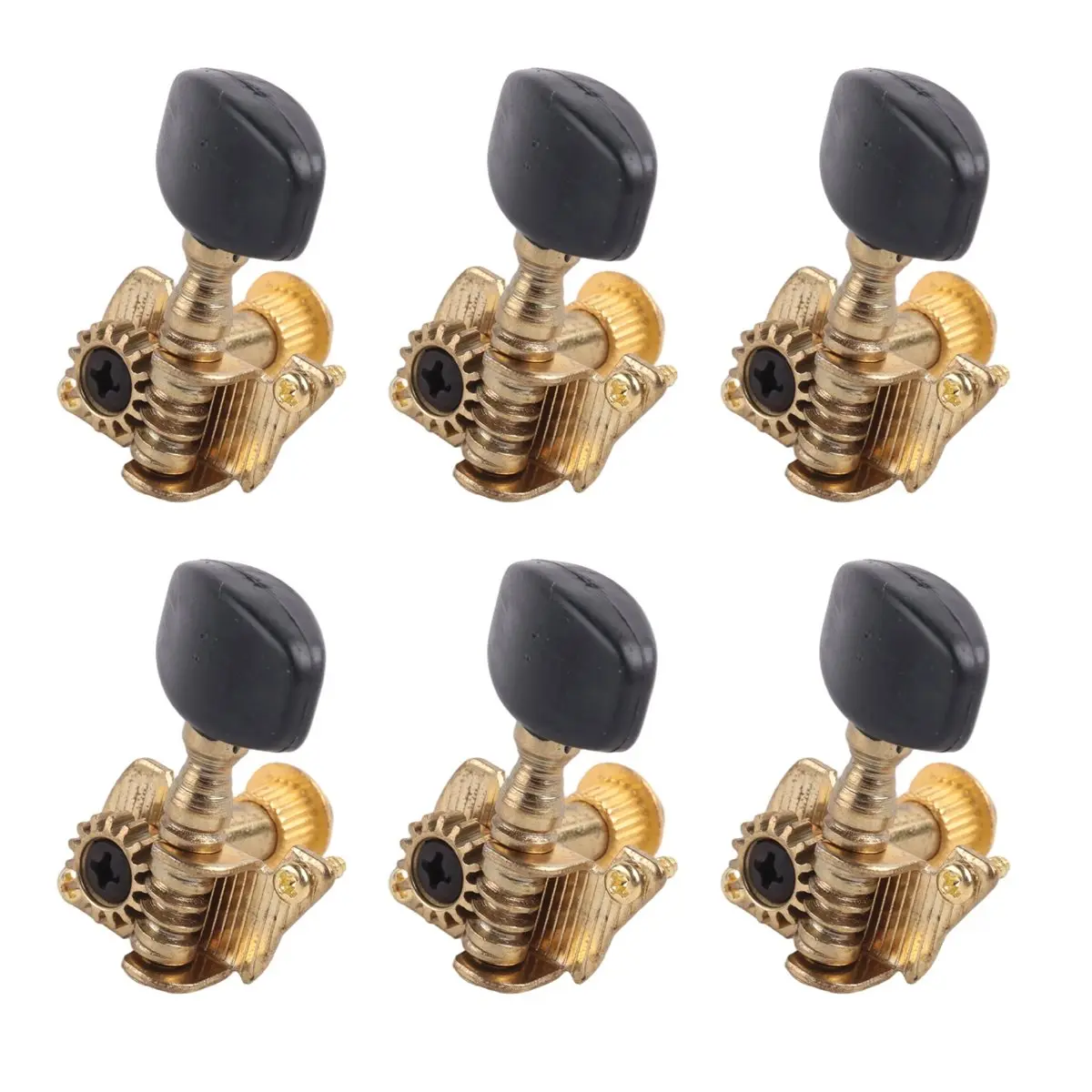 #84L 6Pc Gold Acoustic Folk Guitar Tuning Peg Parts Gold+Black,Tuning Pegs Machine Head,(Gold & Black)