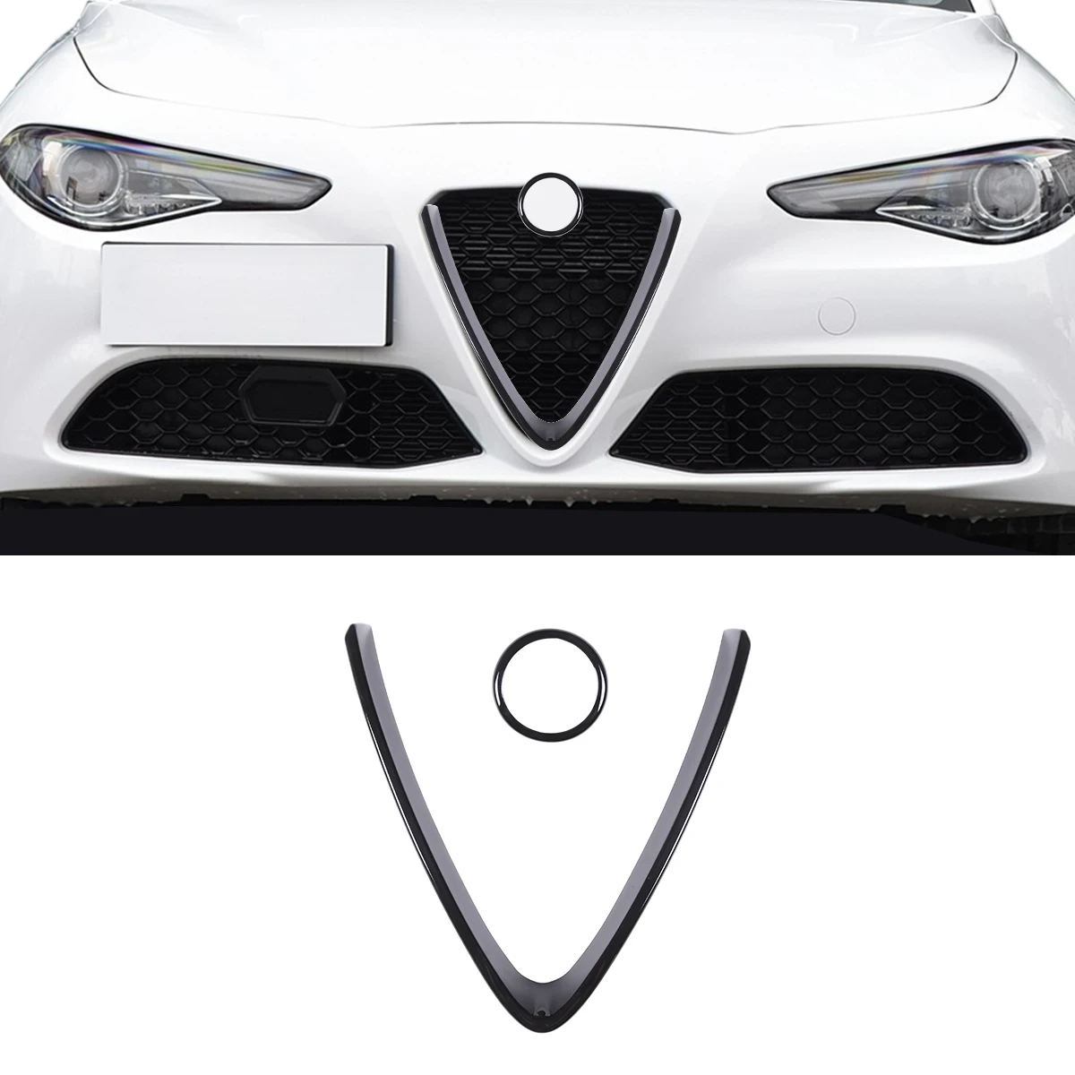 For Alfa Romeo stelvio 2017-2020 car styling front grille decorative frame sticker car exterior accessories ABS carbon fiber