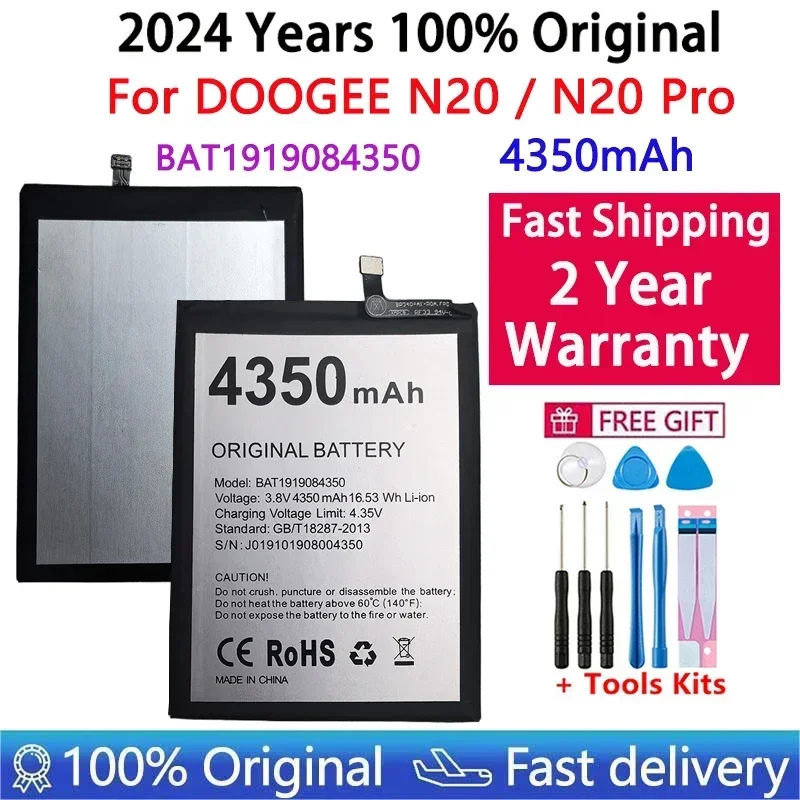 2024 Years 100% Original 4350mAh Phone Battery For Doogee N20 N20Pro N20 Pro BAT1919084350 Replacement Batteries Bateria