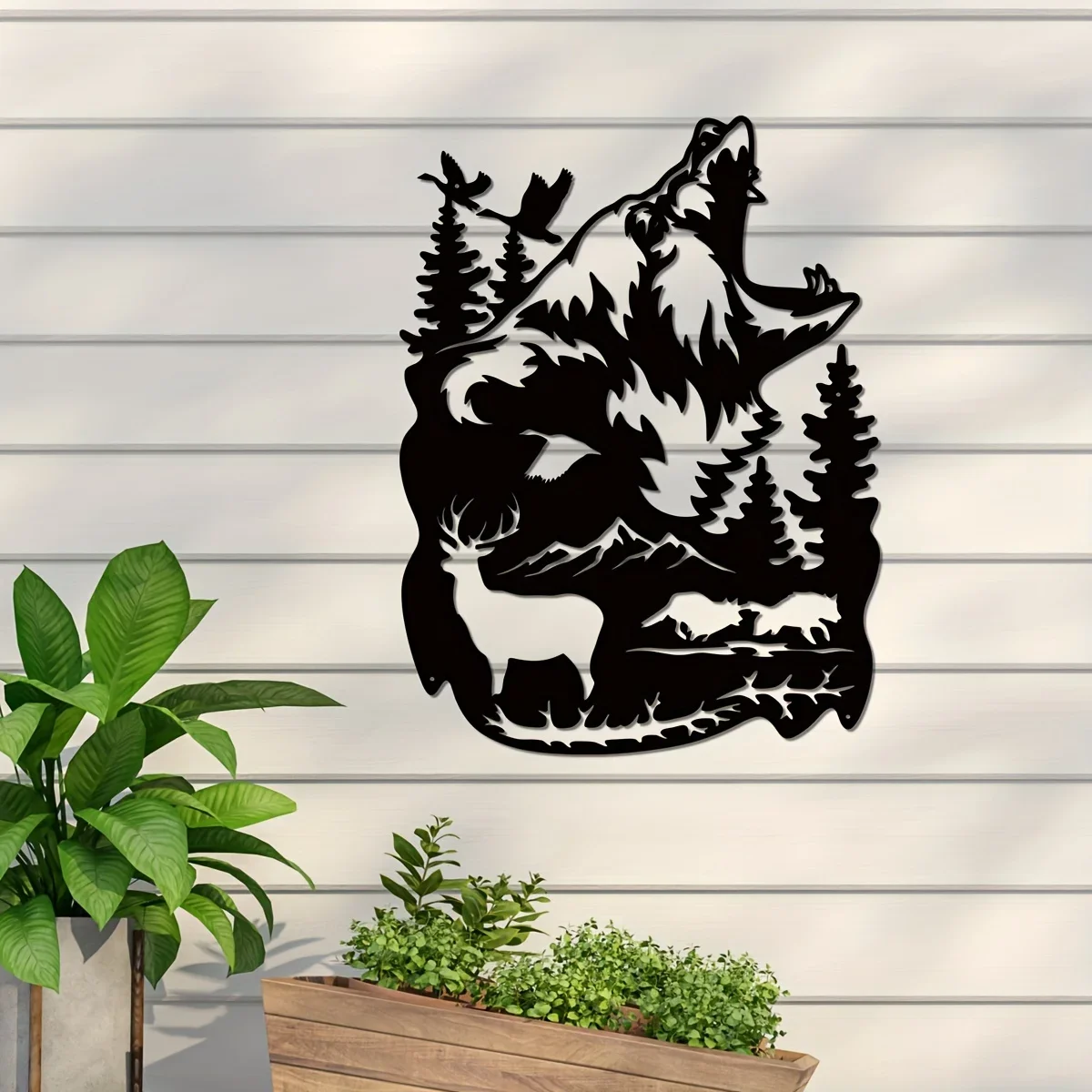 Rustic Bear and Deer Metal Wall Art, Forest Wildlife Decor, Perfect Gift for Hunters and Cabin Lovers